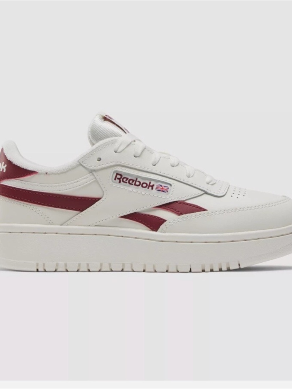 Reebok Women's Cream Sneakers with Burgundy Accent Stripes